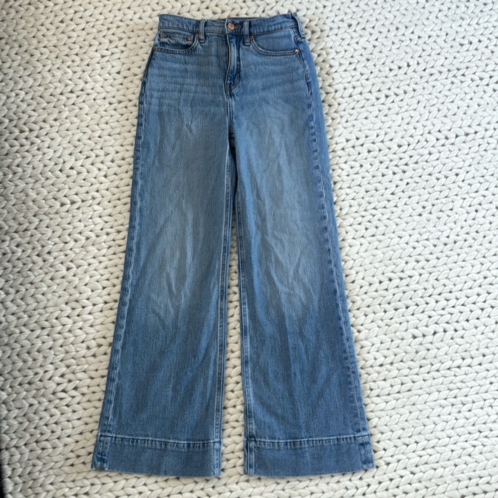 J Crew Wide Leg Trouser Jeans size 24. Chambray Blue